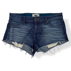 PAIGE Low Rise Jean‎ Shorts Womens Size 27 Cut Off Denim Blue Y2K